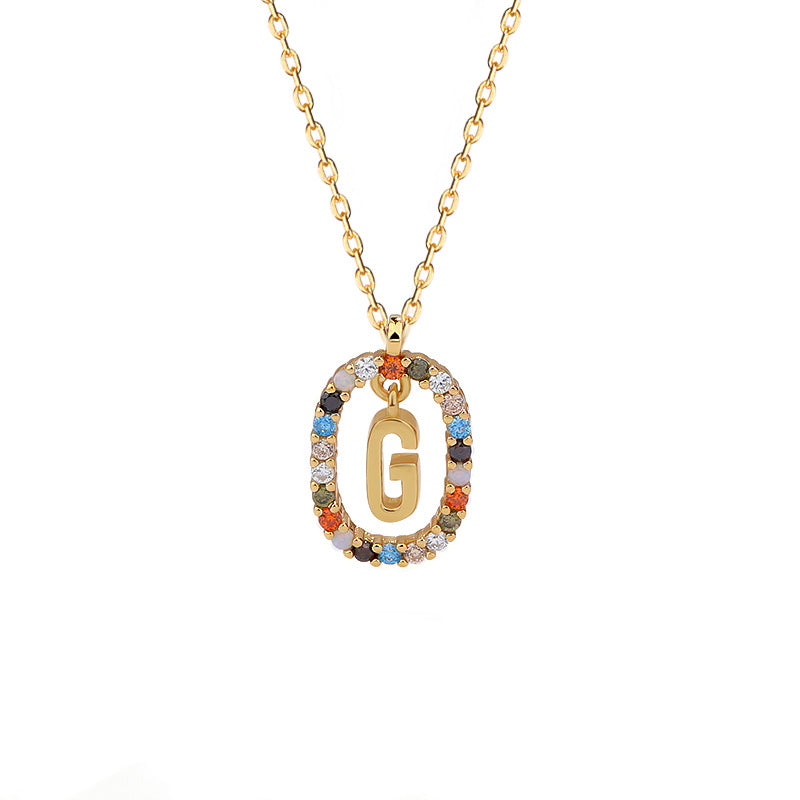 Rainbow Halo Initial Necklace