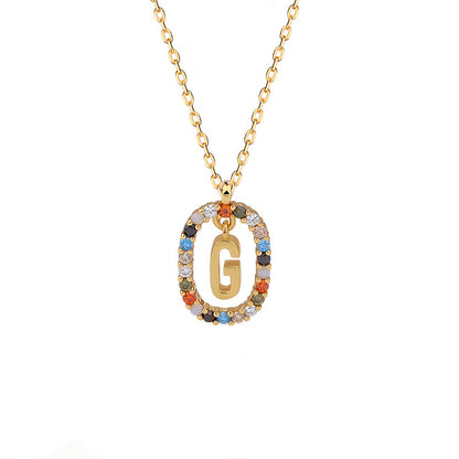 Rainbow Halo Initial Necklace