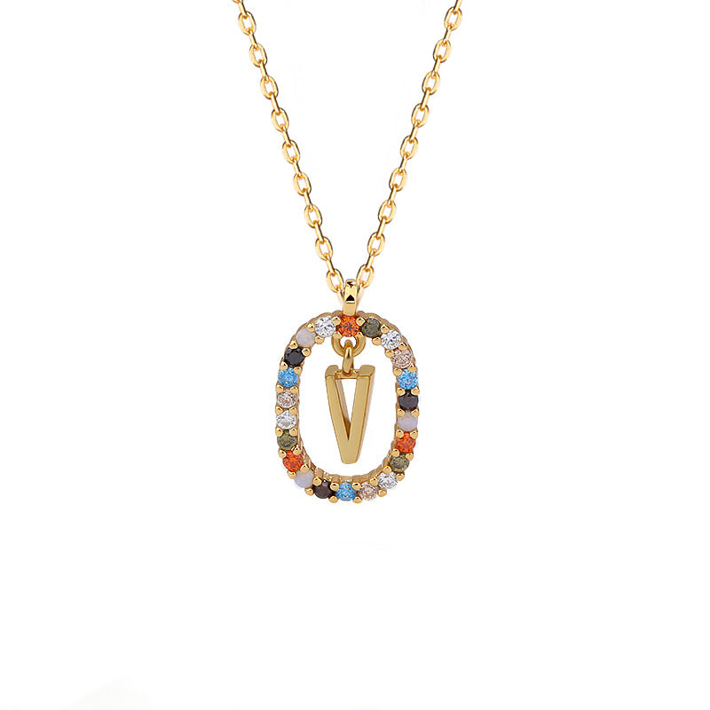 Rainbow Halo Initial Necklace