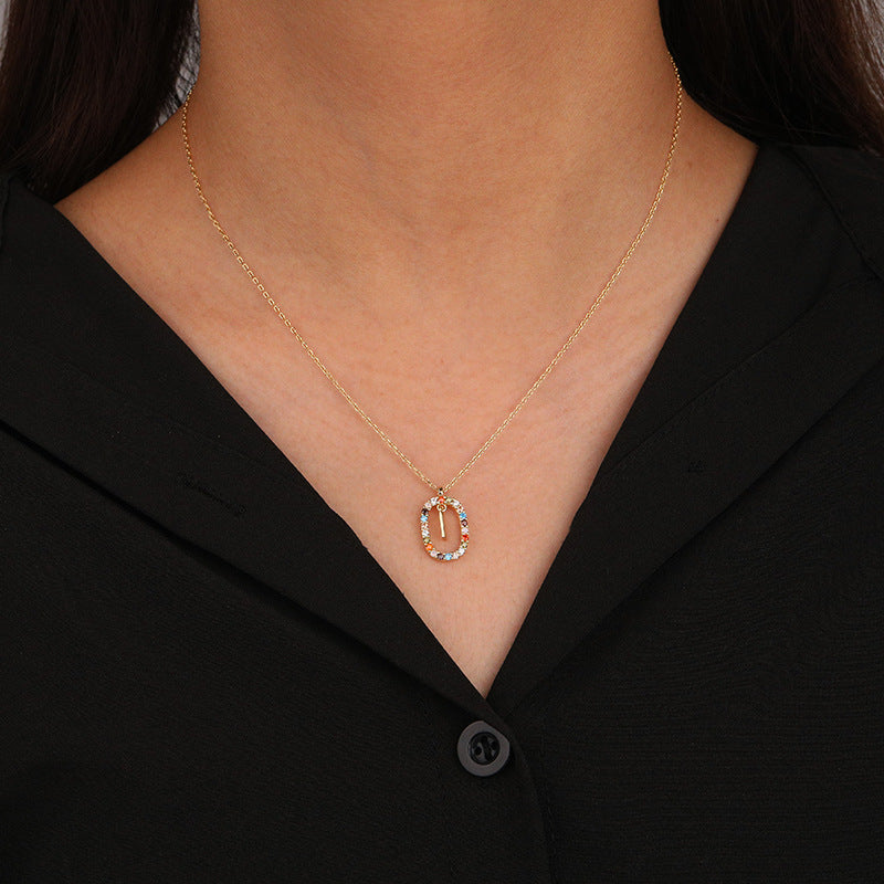 Rainbow Halo Initial Necklace